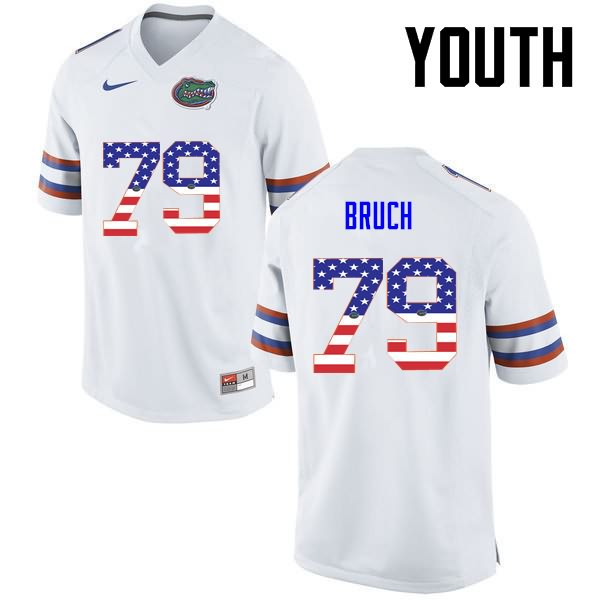 NCAA Florida Gators Dallas Bruch Youth #79 USA Flag Fashion Nike White Stitched Authentic College Football Jersey HSR4764VO